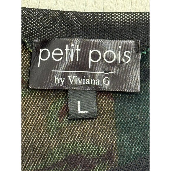 Petit Pois Rainbow Flower Raglan Top Long Sleeve Sheer Mesh Stretch Tunic Size L - Picture 4 of 8